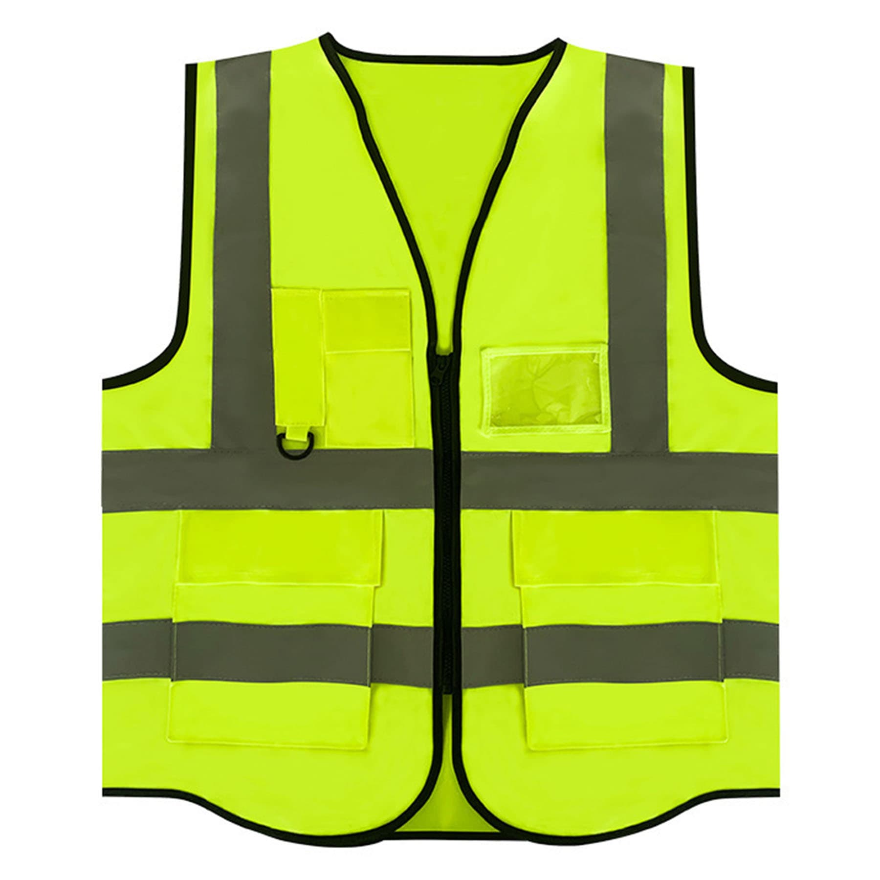 Hi Vis Class 3 - 3.8oz. Knitted Double Band Reflective Tape Safety Vest with 2 Pockets — SAGEOW203-1.jpg